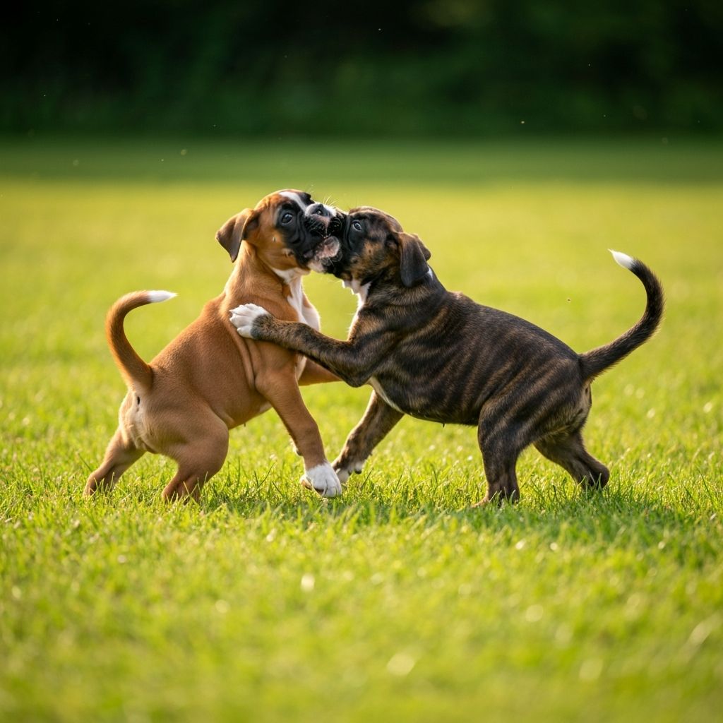 Boxer puppies playing
