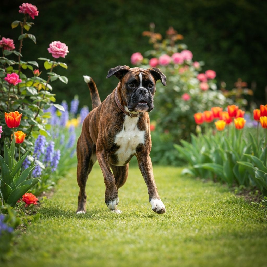 Brindle boxer outdoors