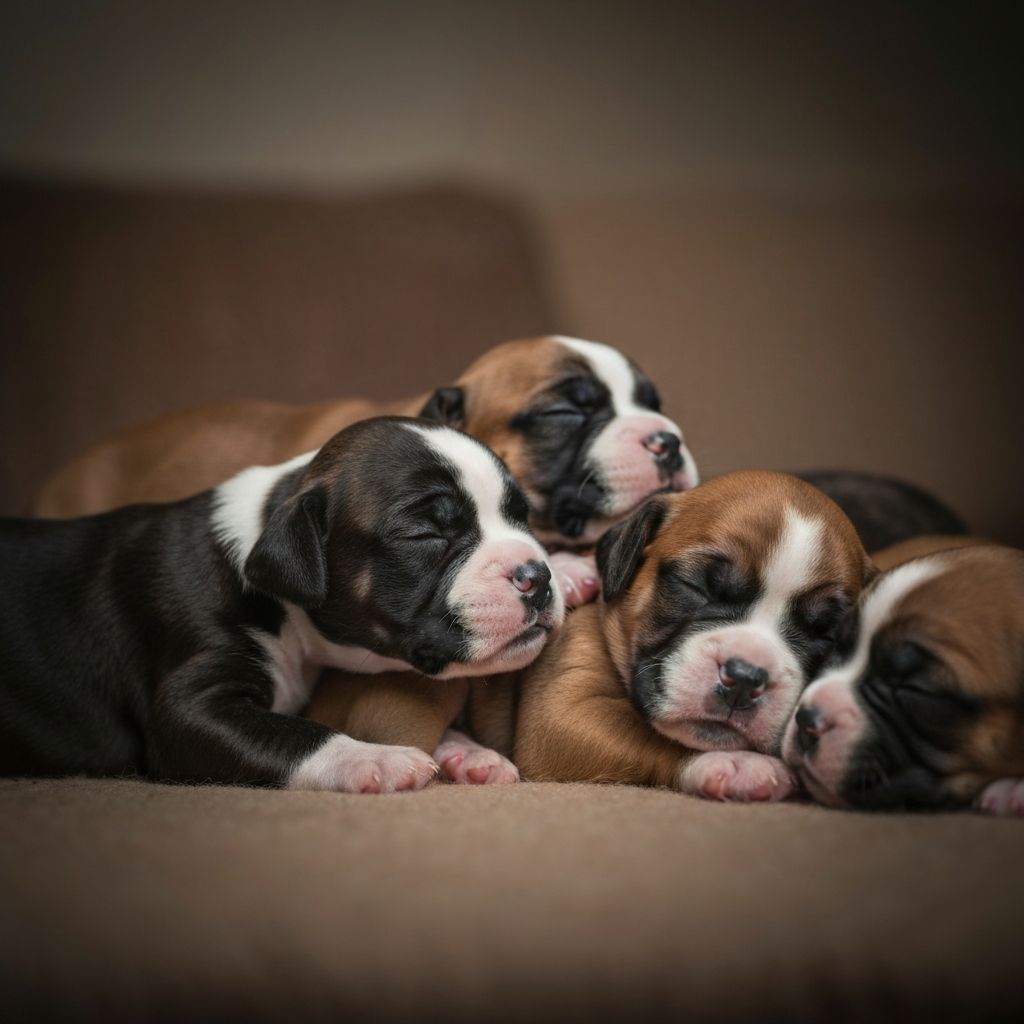 Newborn boxer puppies